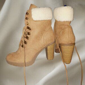 womans size 7 boho lace up boots by Brash.
